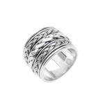 Zilveren ring met gevlochten patroon (eerste gehalte zilver), Sieraden, Tassen en Uiterlijk, Ringen, Gebruikt, Ophalen of Verzenden