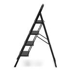 Huishoudtrap 4 treden - stalen ladder - opvouwbaar - zwart, Doe-het-zelf en Verbouw, Ladders en Trappen, Ophalen of Verzenden