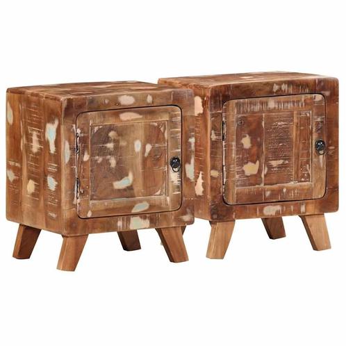 vidaXL Nachtkastje 2 st 40x32x46 cm massief gerecycled hout, Huis en Inrichting, Slaapkamer | Nachtkastjes, Nieuw, Hout, Verzenden