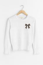 Witte meisjestrui met strik -Herfst/Wintercollectie|NIEUW, Kinderen en Baby's, Kinderkleding | Maat 140, Ophalen of Verzenden