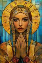 CAMILART.ES_(2002) - Golden woman praying on stained glass