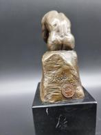 Beeld, Bronze Thinker on Marble - 20 cm - Brons, Marmer