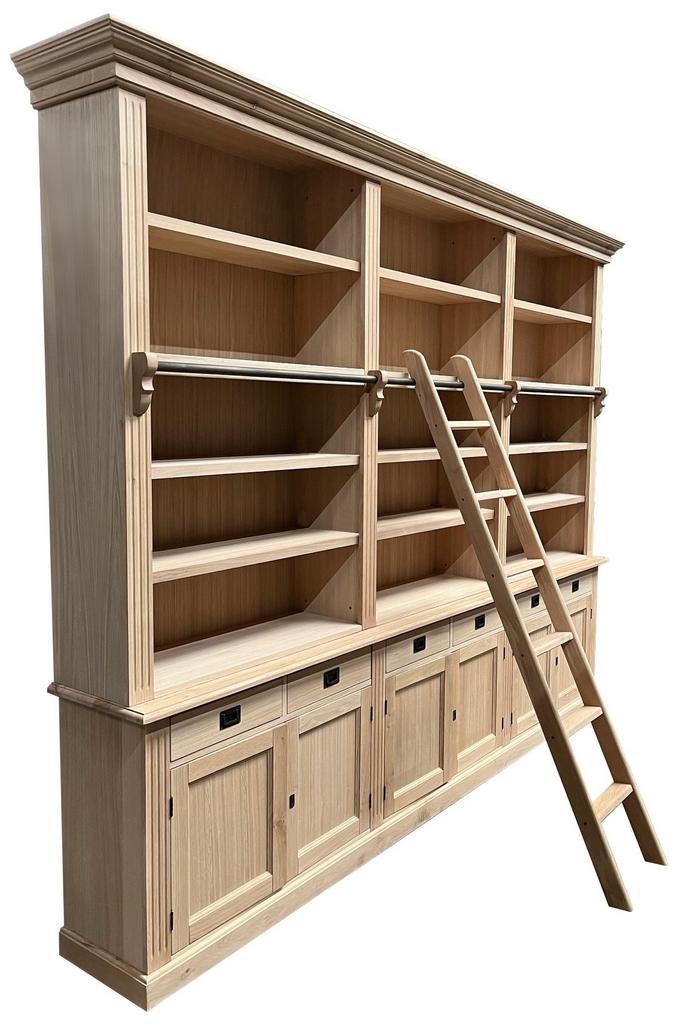 Boekenkast eiken natuur met trap Reeuwijk XL 300 x 240cm, Huis en Inrichting, Kasten | Boekenkasten, Ophalen of Verzenden