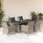 vidaXL 7-delige Tuinset met kussens poly rattan grijs, Tuin en Terras, Tuinsets en Loungesets, 6 zitplaatsen, Nieuw, Tuinset, Verzenden
