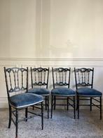 Stoel (4) - Hout, Textiel - 4 stoelen Napoléon III, Antiek en Kunst