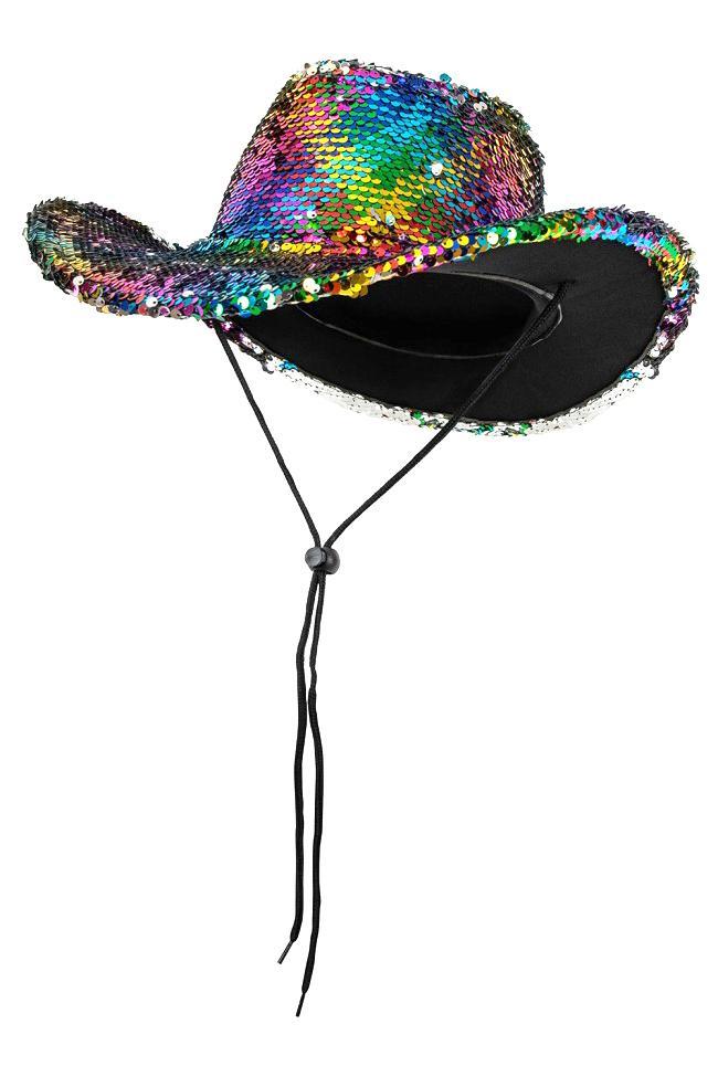 Cowboyhoed Regenboog Zilver Pailletten Pride Gekleurd Cowboy, Kleding | Heren, Carnavalskleding en Feestkleding, Nieuw, Overige maten