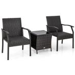 2dekans | Coast 3-Delige Rieten Patio Set – 2 Gestoffeerde, Huis en Inrichting, Ophalen of Verzenden, Zo goed als nieuw