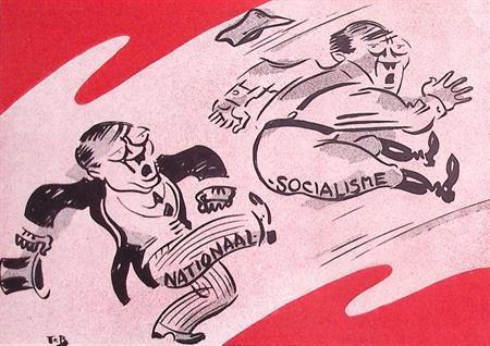 Spotprent over de staatsgreep van Adolf Hitler (lijst optie), Antiek en Kunst, Kunst | Litho's en Zeefdrukken, Verzenden