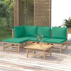 vidaXL 5-delige Loungeset met kussens bamboe groen, Verzenden, Nieuw, Hout, Loungeset