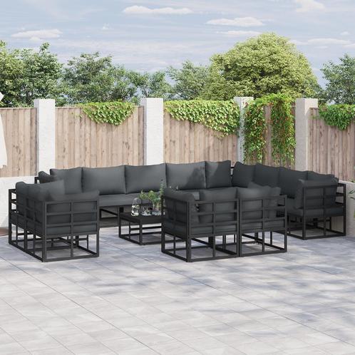 vidaXL Tuin Sofa Set met kussen met kussen 13 pcs Zwart 70 x, Tuin en Terras, Tuinsets en Loungesets, Nieuw, Aluminium, Verzenden