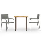 vidaXL 3-delige Tuinset poly rattan grijs, 2 zitplaatsen, Nieuw, Tuinset, Verzenden