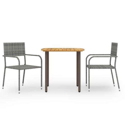 vidaXL 3-delige Tuinset poly rattan grijs, Tuin en Terras, Tuinsets en Loungesets, Tuinset, Nieuw, 2 zitplaatsen, Rotan, Verzenden