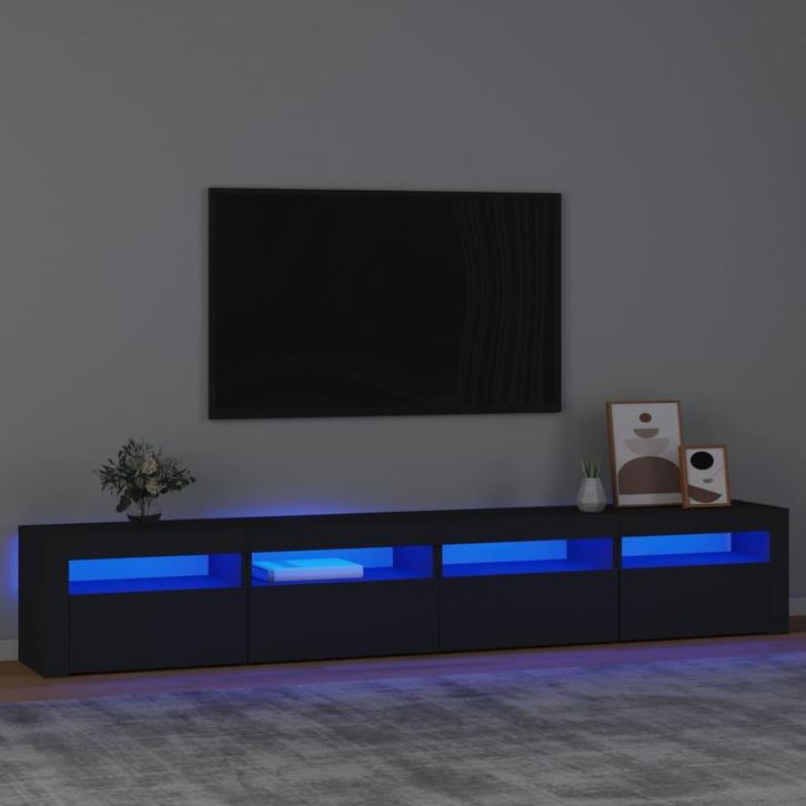 vidaXL Tv-meubel met LED-verlichting 240x35x40 cm zwart, Huis en Inrichting, Kasten | Televisiemeubels, 25 tot 50 cm, Nieuw, Overige houtsoorten