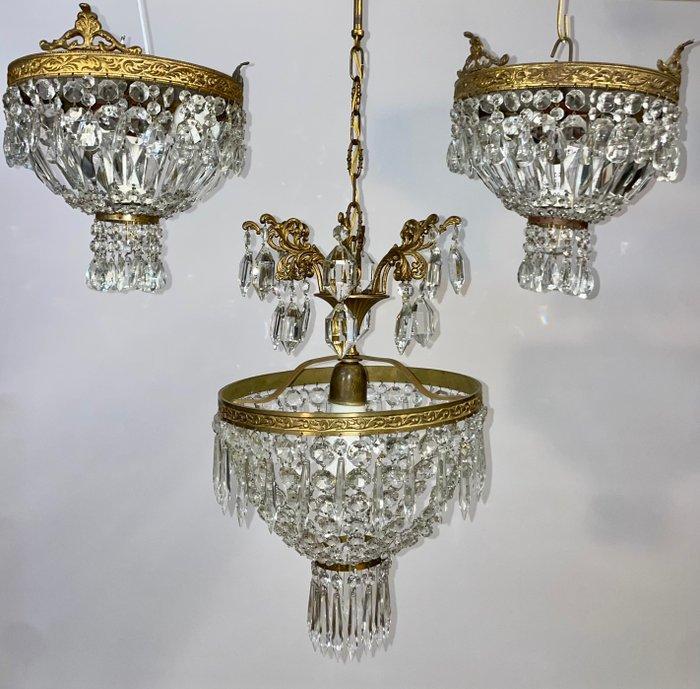 Lamp (3) - Verguld messing, massieve messing, Antiek en Kunst, Curiosa en Brocante