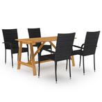 vidaXL 5-delige Tuinset zwart, 4 zitplaatsen, Nieuw, Tuinset, Verzenden
