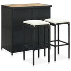 vidaXL 3-delige Barset poly rattan zwart, Huis en Inrichting, Verzenden, Nieuw