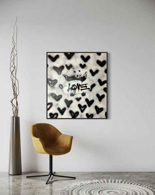 Timo Wedell (1994) - Black White Panda Like Banksy - XXL ·, Antiek en Kunst, Kunst | Schilderijen | Modern