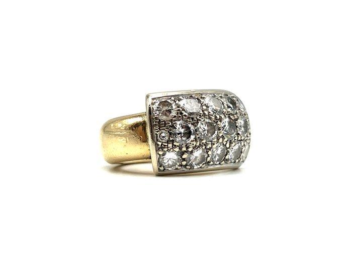 Ring - 18 karaat Geel goud, Witgoud - 2.20ct. tw. Diamant, Sieraden, Tassen en Uiterlijk, Ringen