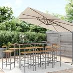 vidaXL 11-delige Tuinbarset poly rattan en massief, Verzenden, Nieuw, Rotan, Meer dan 8 zitplaatsen