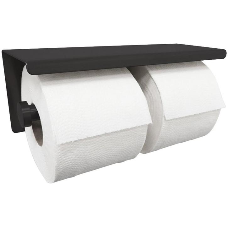 Wiesbaden Brush Dubbele Toiletrolhouder - Mat Zwart, Huis en Inrichting, Badkamer | Badtextiel en Accessoires, Nieuw, Ophalen of Verzenden