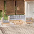 vidaXL 6-delige Loungeset met grijze kussens grenenhout, Nieuw, Hout, Loungeset, Verzenden