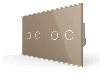 Livolo Dubbele Rolluikschakelaar | Touch | Goud Glas | 2+2 beschikbaar voor biedingen
