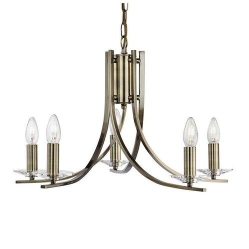 *WOONWINKEL* Moderne Kroonluchter 5 Messing, Huis en Inrichting, Lampen | Kroonluchters, Nieuw, Verzenden