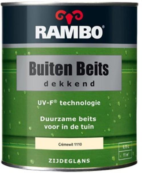 RAMBO Buitenbeits Dekkend - Gebroken wit 1102 - 0,75 liter, Doe-het-zelf en Verbouw, Verf, Beits en Lak, Beits, Wit, Nieuw, Minder dan 5 liter