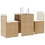 vidaXL 3-delige Bistroset met kussens poly rattan beige, Verzenden, Nieuw, Rotan