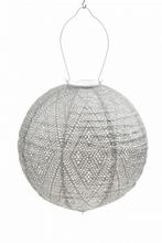 Solar Lampion Round - Ikat Light Taupe - 30 cm, Tuin en Terras, Verzenden, Minder dan 50 watt, Overige typen, Nieuw