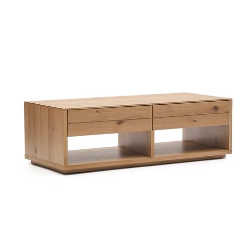 *WOONWINKEL* Kave Home Alguema Eiken Salontafel Met Lades, Huis en Inrichting, Tafels | Salontafels, Nieuw, Verzenden
