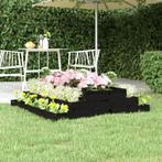 vidaXL Plantenbak 110x110x27 cm massief grenenhout zwart, Tuin en Terras, Bloembakken en Plantenbakken, Minder dan 30 cm, 100 cm of meer