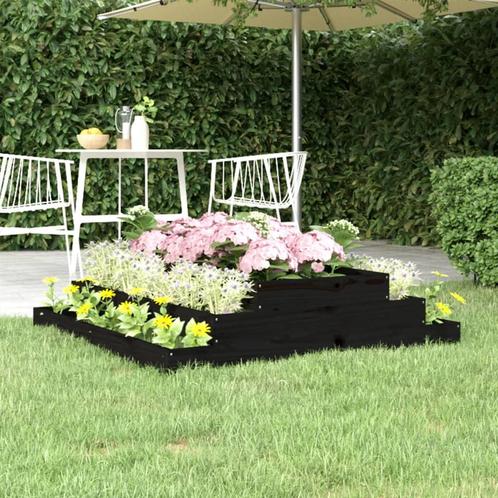 vidaXL Plantenbak 110x110x27 cm massief grenenhout zwart, Tuin en Terras, Bloembakken en Plantenbakken, 100 cm of meer, Nieuw