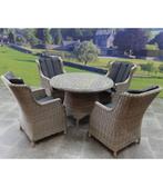 Riccione Darwin dining tuinset 110 cm rond 5-delig grijs, Ophalen of Verzenden, Nieuw, Wicker