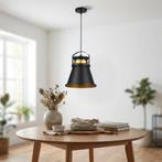 Hanglamp | Tao | Ø25cm | 1-lichts | Zwart + Goud | E27, Ophalen of Verzenden, Nieuw, Metaal, 75 cm of meer
