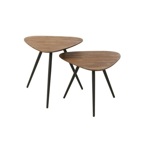 J-Line tafel Driehoek - hout/glas - naturel - 2 stuks, Huis en Inrichting, Tafels | Eettafels, Nieuw, Verzenden