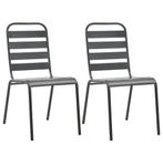 vidaXL Tuinstoelen stapelbaar 2 st staal grijs, Verzenden, Nieuw, Metaal