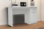 Bureautafel Milou 1 lade 1 deur Wit Structuur  decor Wit, Ophalen of Verzenden, Nieuw