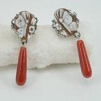 Bloedkoraal - Zilver - Oorbellen - Middellandse Zee Koralen, Antiek en Kunst