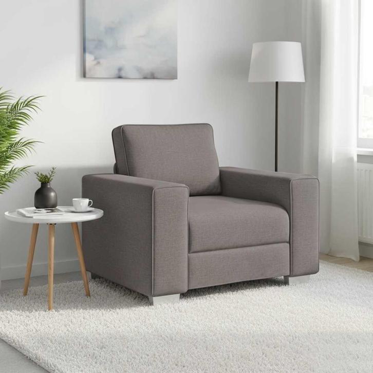Fauteuil taupe stof | retourdeal 34% korting, Huis en Inrichting, Fauteuils, 75 tot 100 cm, 100 tot 125 cm, Nieuw, Stof, Ophalen of Verzenden