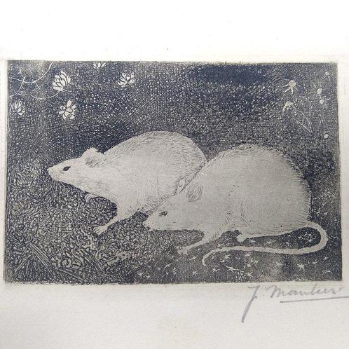 Jan Mankes (1889-1920) - Twee muisjes in het bos, Antiek en Kunst, Antiek | Overige Antiek