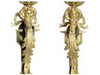 Wandlamp (2) - Brons, IJzer - Bronzen lampen met putti (h.