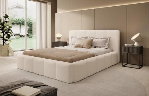Meubella | Tweepersoonsbed 160x200 beige teddystof, Huis en Inrichting, Slaapkamer | Bedden, Nieuw, Tweepersoons, Verzenden