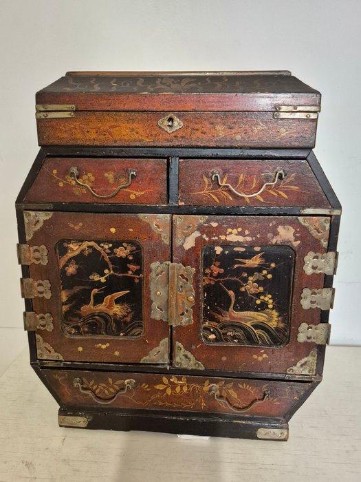 Cabinet - Sieradendoos - Hout - Laklaag en gouden panelen, Antiek en Kunst, Antiek | Overige Antiek