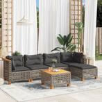 vidaXL 6-delige Loungeset met kussens poly rattan grijs, Tuin en Terras, Tuinsets en Loungesets, Verzenden, Nieuw, Rotan, Loungeset