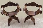 Fauteuil - Hout - Savonarola-stoelen paar