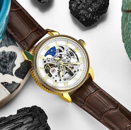 Stührling Original - Automatic - Gold - Skeleton - Stars -, Sieraden, Tassen en Uiterlijk, Horloges | Heren