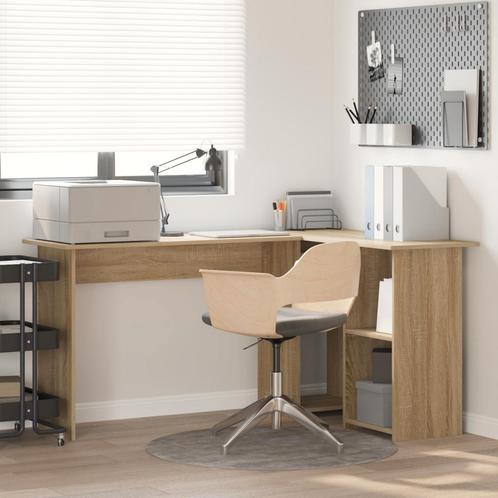 vidaXL Hoekbureau met Opbergruimte Sonoma Eik 142x102x73 cm, Huis en Inrichting, Bureaus, Nieuw, Verzenden