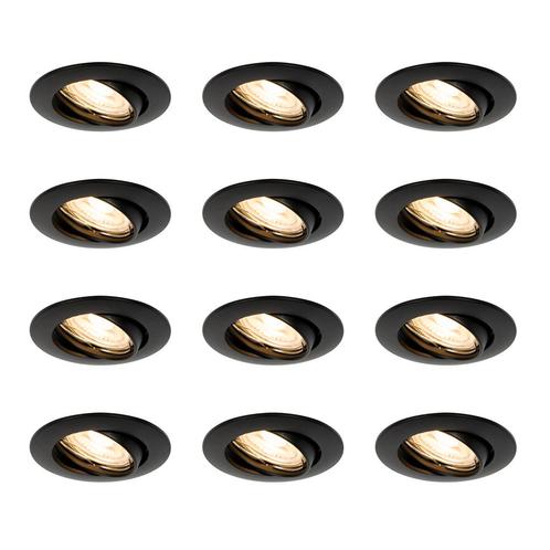 Set van 12 inbouwspots zwart GU10 35mm - Edu, Huis en Inrichting, Lampen | Spots, Nieuw, Overige materialen