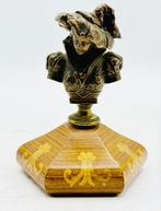 Buste, Dama elegante - 12 cm - Brons, Hout, Antiek en Kunst